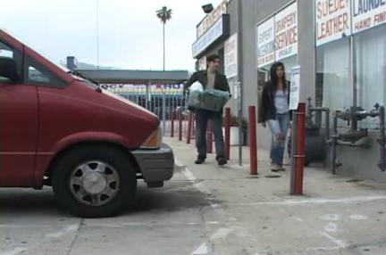 Outside the laundromat